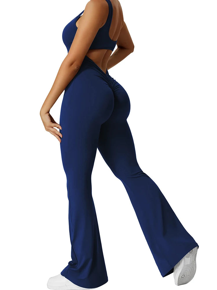 Vera Flair - V-Back Flared Jumpsuit